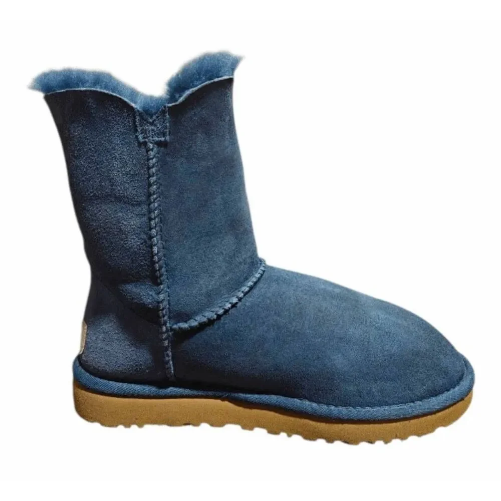 UGG Bailey Button 'Puff Dark Denim' Winter Boot Size 6